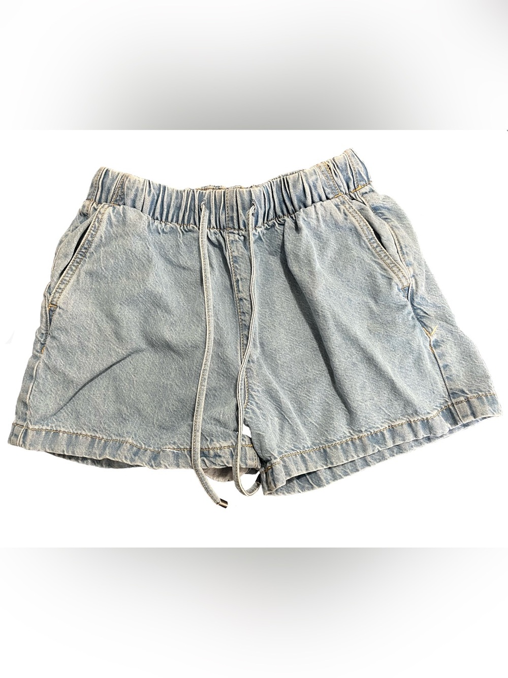 Reserved Light Blue Denim Drawstring Shorts